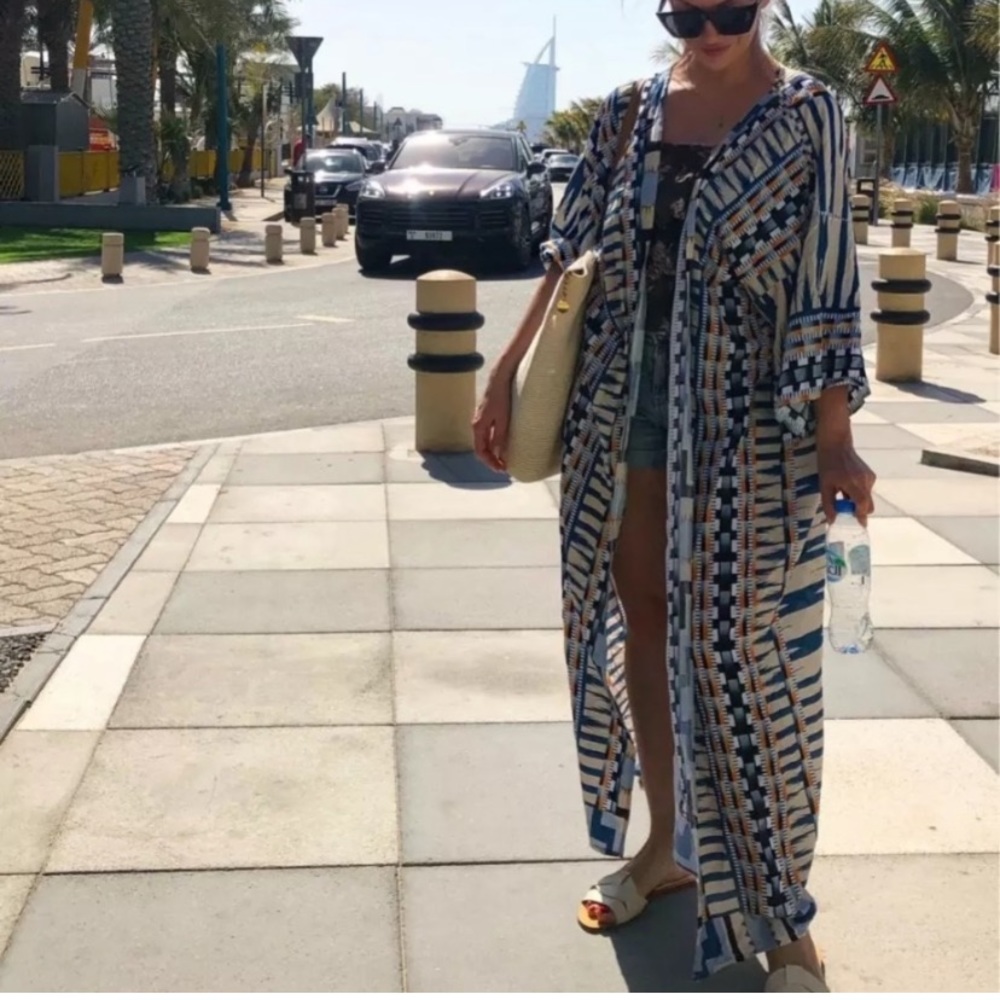 New Bohemian Kimono Duster Jacket Robe Swim Coverup - Picture 1 of 8